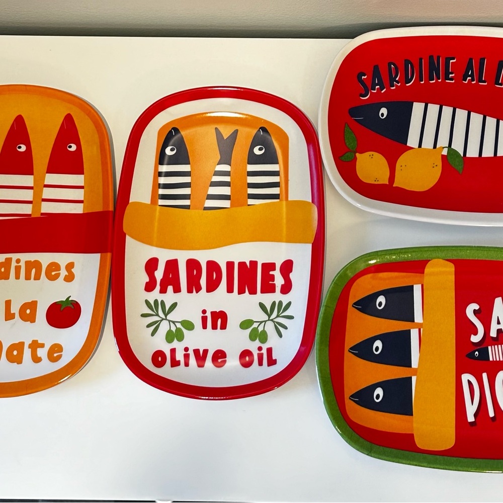 ❤️🌞🐟Colorful Sardine Themed Melamine Plates